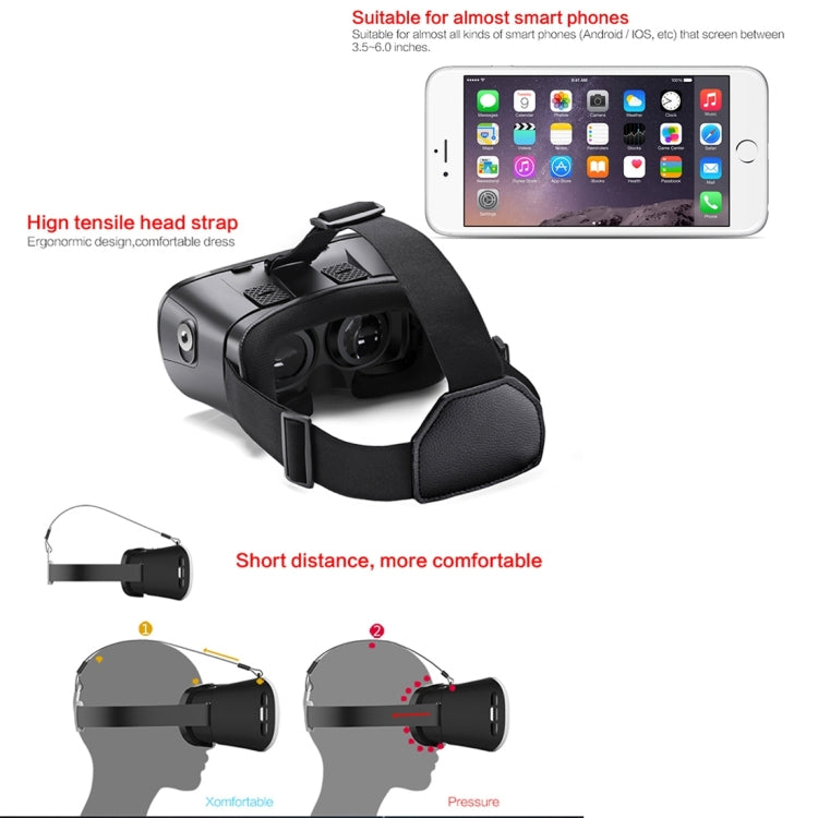 MZ100 Head-mounted Google Cardboard Version Virtual Reality DIY 3D VR Video Movie Game Glasses for iPhone 6 Plus, All 4.7-5.5 inch Smart Phones