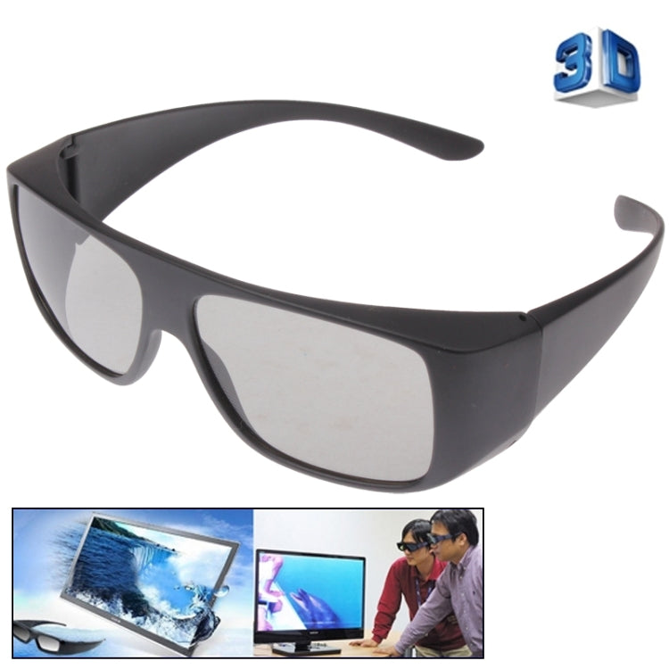Reuseable 3D Plastic Frame Polarized Lens Shutter Glasses(Black)