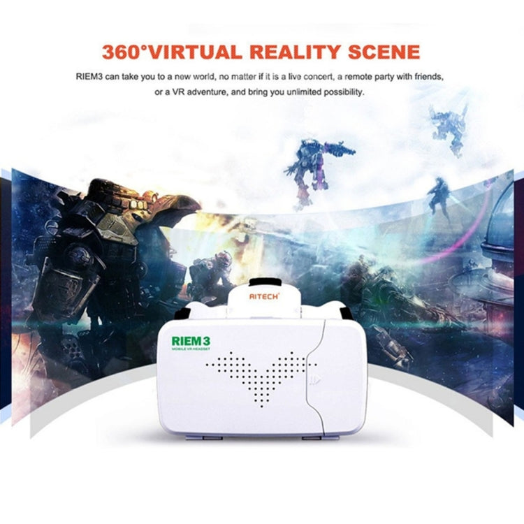 RITECH RIEM 3 Universal Virtual Reality 3D Video Glasses for 3.5 to 6 inch Smartphones(White)