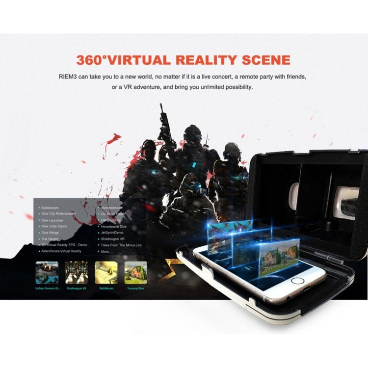 RITECH RIEM 3 Universal Virtual Reality 3D Video Glasses for 3.5 to 6 inch Smartphones(White)