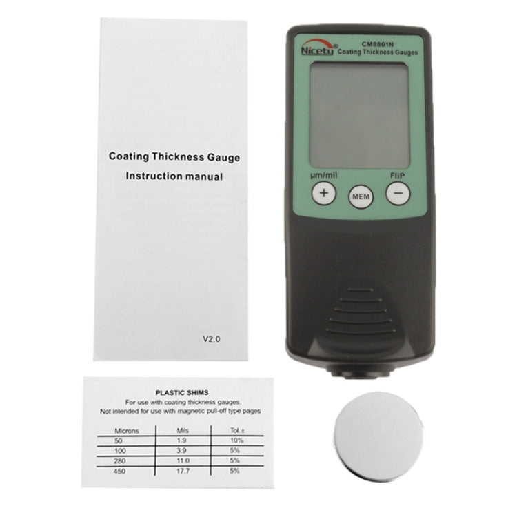 NICETY Coating Thickness Gauge for Measurement of Electrically Non-conductive Coating on Non-ferrous Metals (CM8801N)