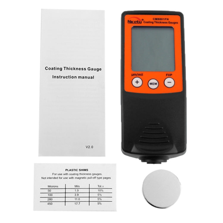 NICETY Coating Thickness Gauge for Measurement of Non-magnetic Coatings on Ferromagnetic Substrates and Electrically Non-conductive Coating on Non-ferrous Metals (CM8801FN)