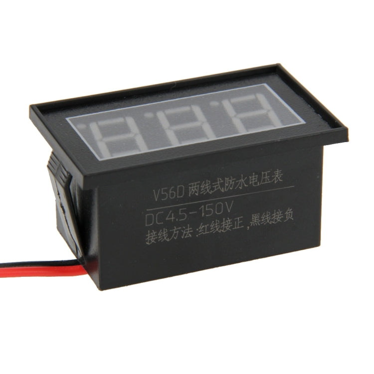 V56D 2 Wires Blue Display LED Waterproof Digital Voltage Meter, Measure Voltage: DC 4.5-150V