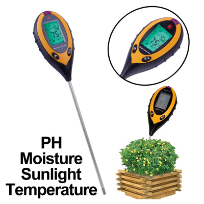 4 in 1 (PH Value + Temperature + Moisture + Sunlight Tester) Plant Soil Survey Instrument(Orange)