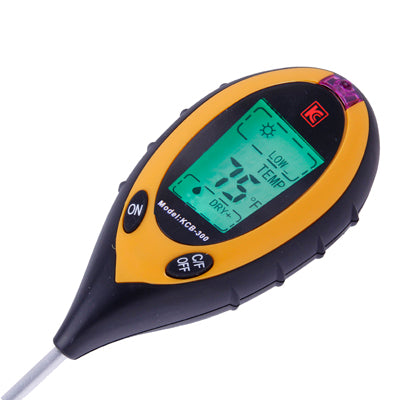 4 in 1 (PH Value + Temperature + Moisture + Sunlight Tester) Plant Soil Survey Instrument(Orange)