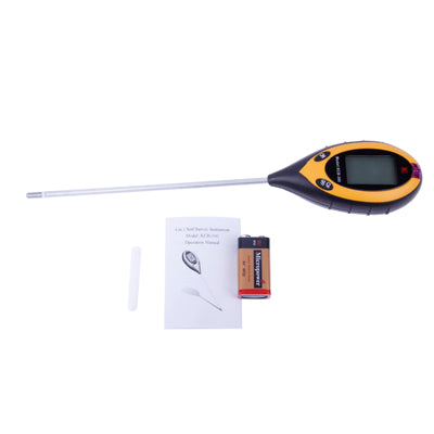 4 in 1 (PH Value + Temperature + Moisture + Sunlight Tester) Plant Soil Survey Instrument(Orange)