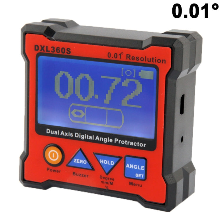 DXL360S 0.01 Degree Digital Protractor Inclinometer Level Box(Red)