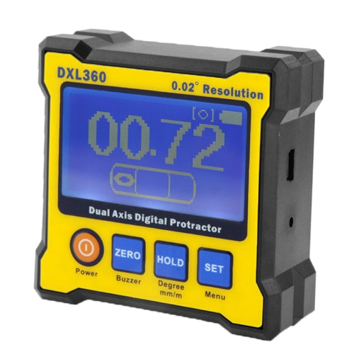 DXL360 0.02 Degree Digital Protractor Inclinometer Level Box(Yellow)