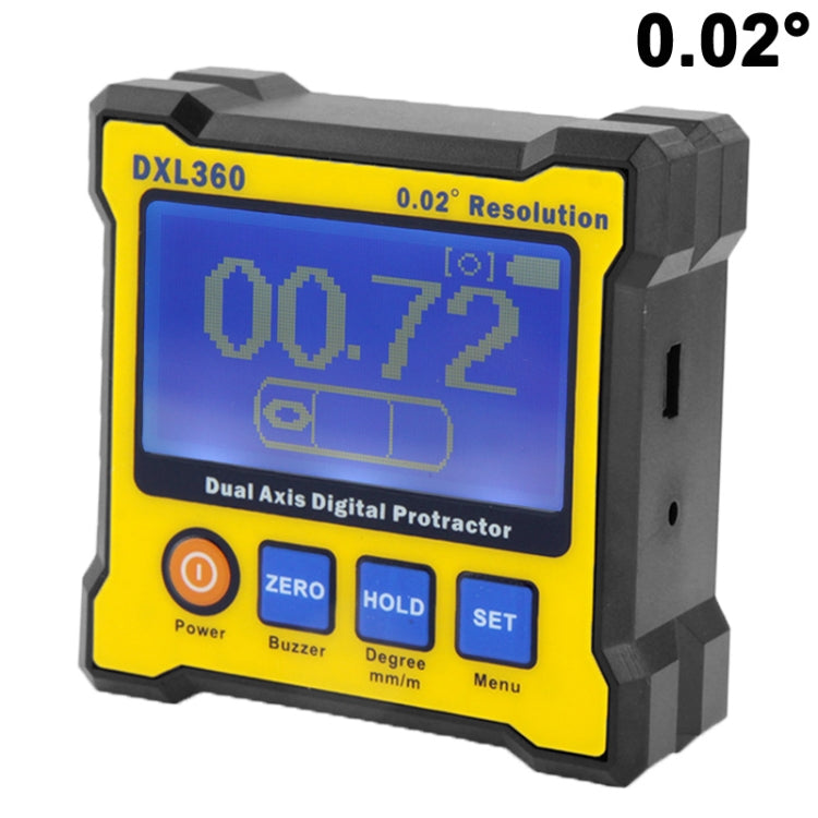 DXL360 0.02 Degree Digital Protractor Inclinometer Level Box(Yellow)