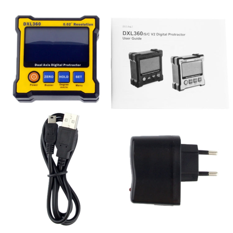 DXL360 0.02 Degree Digital Protractor Inclinometer Level Box(Yellow)