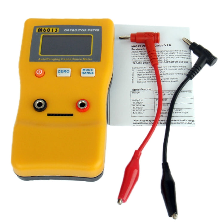 M6013 Auto Range Digital Capacitor Capacitance Tester Meter Cap 0.01pF to 47mF(Orange)
