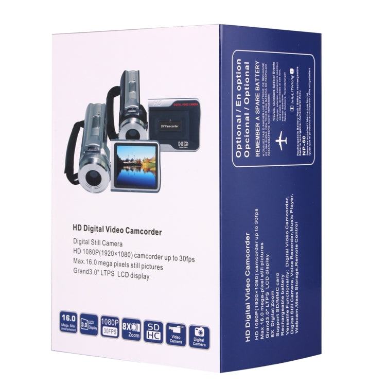 Handheld DV Camera Telescope Camera 8x Optical Zoom, HD 720P Camcorder up to 30fps, Max 16.0 Mega Pixels Still Pictures with Music Player / Voice Recorder / Wed Cam 8X Digital Zoom + 9X Binocular Lens