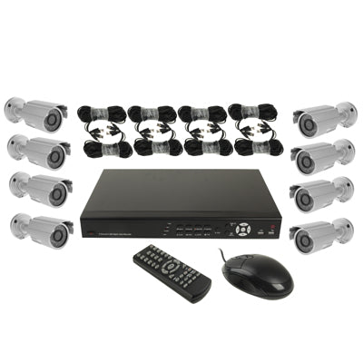 8-CH Embedded Digital Video Recorder Kit (1 / 4 Sharp CCD x 8pcs, 420TVL, 23x IR LED, 3.6mm Lens, IR: 25m, with 3 Axis bracket), H.264 SF-3033F