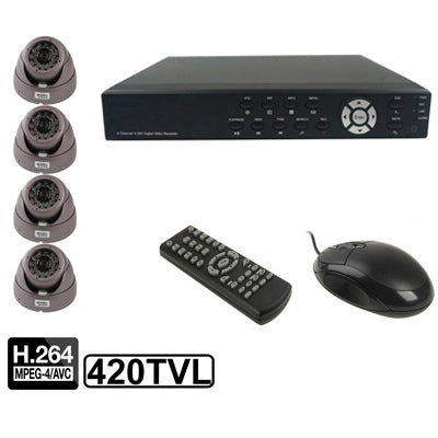 4-CH Embedded Digital Video Recorder Kit (1 / 4 Sony CCD, 420TVL, 24 x IR LED, 6mm Lens, IR Distance: 25m, H.264 (8204EV+622A)