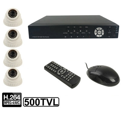 4-CH Embedded Digital Video Recorder Kit (1 / 3 Sony CCD, 500TVL, 24 x IR LED, 6mm Lens, IR Distance: 25m, H.264 (8204EV+622QPIR)