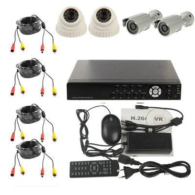 4-CH Embedded Digital Video Recorder Kit (1 / 3 Sony CCD, 520TVL, 24 x IR LED, 6mm Lens, IR Distance: 25m, H.264 (8204EV+622QPIR)