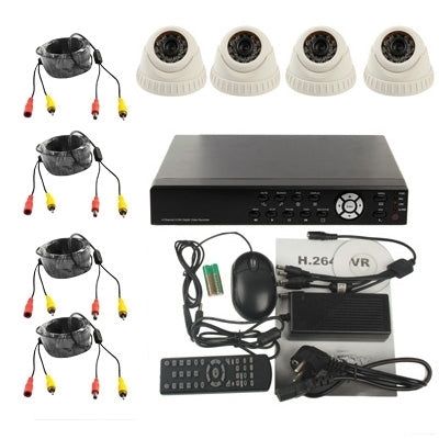 4-CH Embedded Digital Video Recorder Kit (1 / 4 Sharp CCD, 420TVL, 24 x IR LED, 6mm Lens, IR Distance: 25m, Capacity 1TB), H.264, 8204EV+622QPIR