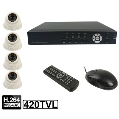 4-CH Embedded Digital Video Recorder Kit (1 / 3 Sony CCD, 420TVL, 24 x IR LED, 6mm Lens, IR Distance: 25m, H.264 (8904AV 622QPIR+3223F)