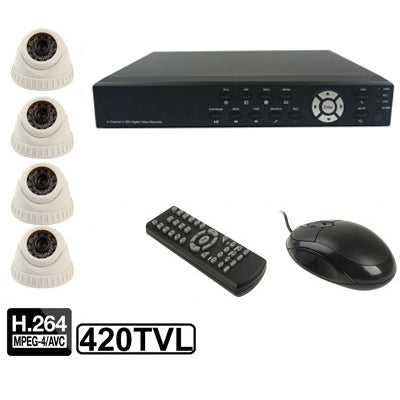 4-CH Embedded Digital Video Recorder Kit (1 / 4 Sony CCD, 420TVL, 24 x IR LED, 6mm Lens, IR Distance: 25m, H.264 (8904AV 622QPIR+3223F)