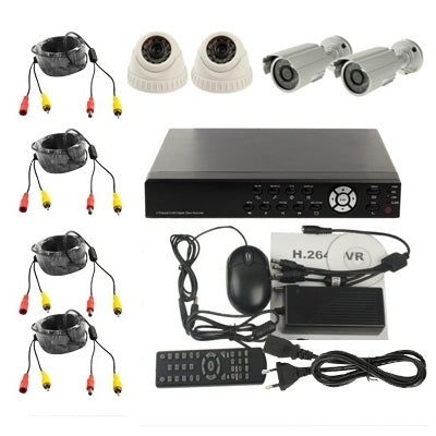 4-CH Embedded Digital Video Recorder Kit (1 / 3 Sony CCD, 520TVL, 24 x IR LED, 6mm Lens, IR Distance: 25m, H.264 (8904AV 622QPIR+3223F)