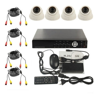 4-CH Embedded Digital Video Recorder Kit (1 / 4 Sharp CCD, 420TVL, 24 x IR LED, 6mm Lens, IR Distance: 25m, H.264 (8904AV 622QPIR+3223F)