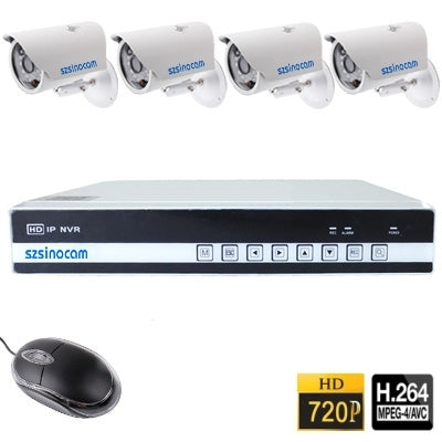 szsinocam 4-CH H.264 Surveillance Network CCTV NVR with 1.0 Mega 720P 36-IR LED Cameras Security System, IR Distance: 15-30m