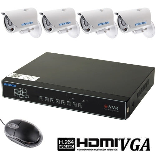 szsinocam 4ch 720P 1.0MP NVR Kits IP Camera System Support Motion Detection, Email Alarm and FTP Upload