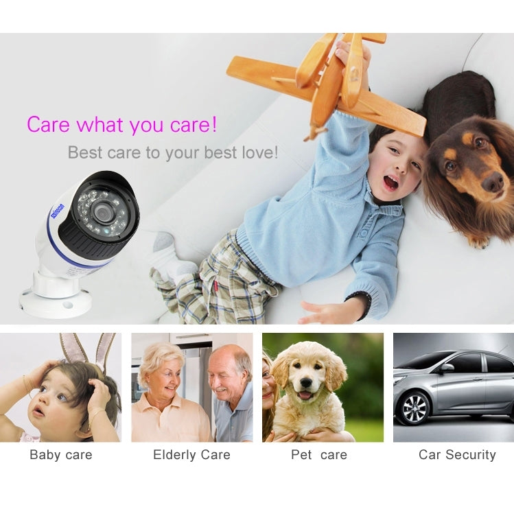 szsinocam SN-NVK-207POE1 4Ch HD 720P P2P 1.0 Mega Pixel Cloud IP Camera NVR Kit, Support Video Push Alarm & ONVIF, IR Distance: 20m