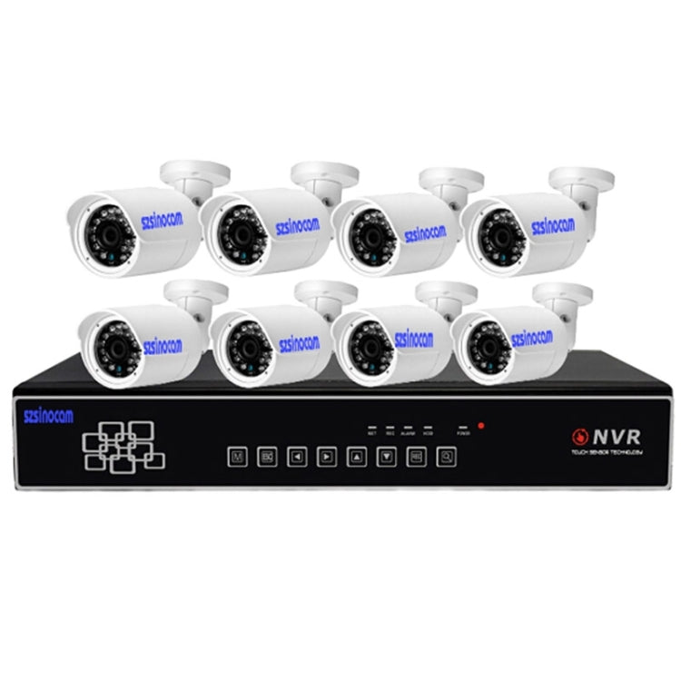 szsinocam SN-NVK-5018C 8Ch HD 720P P2P 1.0 Mega Pixel Cloud IP Camera NVR Kit, Support Video Push Alarm & ONVIF, IR Distance: 20m