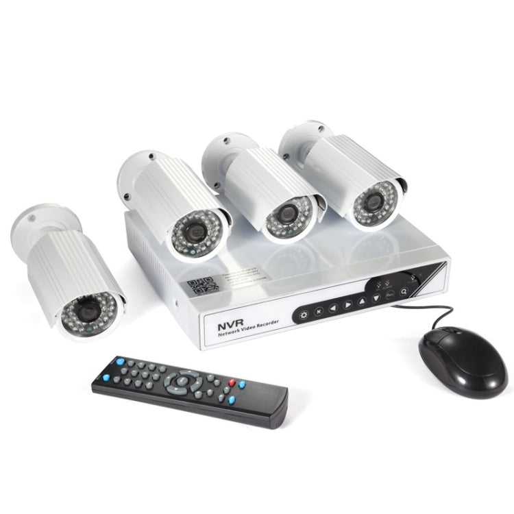 szsinocam SN-NVK-6004E 4Ch HD 720P P2P 1.0 Mega Pixel Wireless Cloud IP Camera NVR Kit, Support Video Push Alarm & ONVIF, IR Distance: 20m