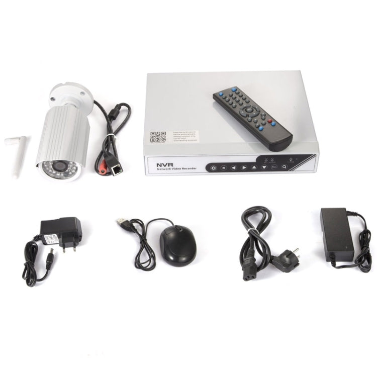 szsinocam SN-NVK-6004E 4Ch HD 720P P2P 1.0 Mega Pixel Wireless Cloud IP Camera NVR Kit, Support Video Push Alarm & ONVIF, IR Distance: 20m