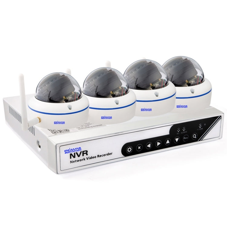 szsinocam SN-NVK-7304F 4Ch HD 720P P2P 1.0 Mega Pixel Wireless Dome Cloud IP Camera NVR Kit, Support Video Push Alarm & ONVIF, IR Distance: 20m