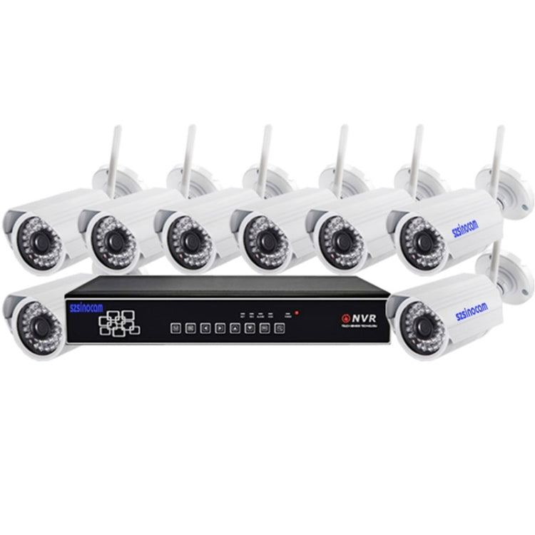 szsinocam SN-NVK-7308A 8Ch HD 720P P2P 1.0 Mega Pixel Wireless Cloud IP Camera NVR Kit, Support Video Push Alarm & ONVIF, IR Distance: 20~25m