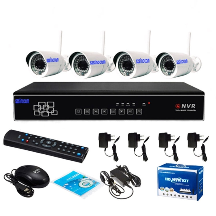 szsinocam SN-NVK-8304E 4Ch HD 1080P P2P 2.0 Mega Pixel Wireless Cloud IP Camera NVR Kit, Support Video Push Alarm & ONVIF, IR Distance: 20m