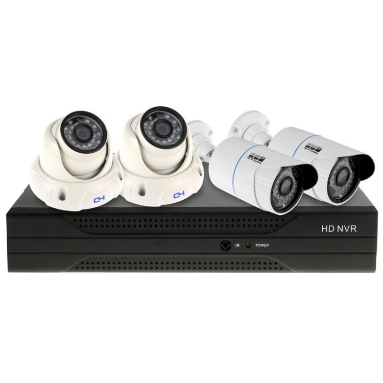N40H-VH02A20/D31 4 Channel H.264 HD 720P 1.0MP Cloud IP Camera NVR Kit, Support Video Push Alarm & ONVIF