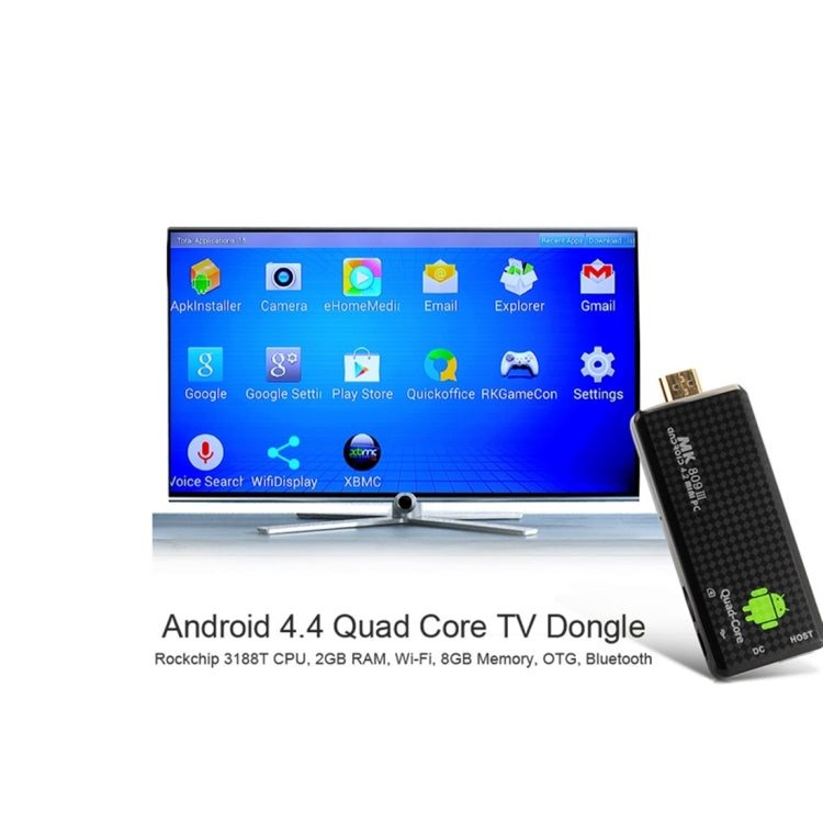 MK809 III Mini PC Android 4.4 TV Stick Dongle, CPU: RK3188T Quad Core 1.4GHz, 2GB RAM + 8GB ROM, Support OTG / WiFi / HDMI / Bluetooth / DLNA / Miracast
