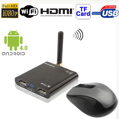 Mini X 1080P Full HD Android 4.0 TV Box with WIFI + HDMI 1.3+ USB OTG Interface, Support TF Card and USB Flash Disk,Black(Black)