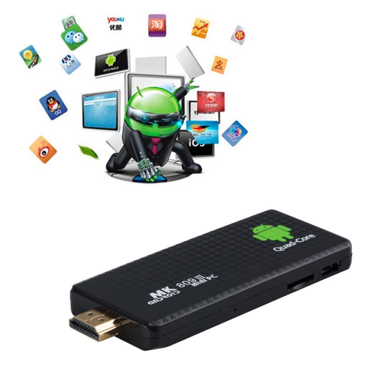 MK809 III Mini PC Android 7.1 TV Stick Dongle, RK3229 Quad Core 1.5GHz, 2GB RAM, 8GB ROM, OTG, HDMI, WiFi, Host, Bluetooth(Black)