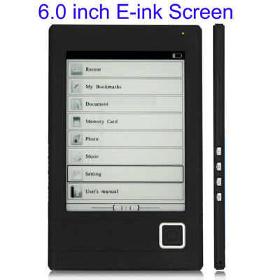 6.0 inch E-BOOK Reader, E-ink Screen 800 x 600 Resolution, MP3 Function(Black)