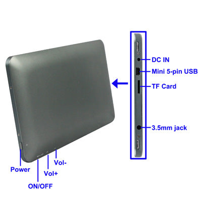 7.0 inch E-BOOK Reader, 800 x 480 Resolution, MP3 / FM Radio
