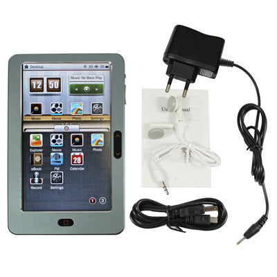 7.0 inch E-BOOK Reader, 800 x 480 Resolution, MP3 / FM Radio