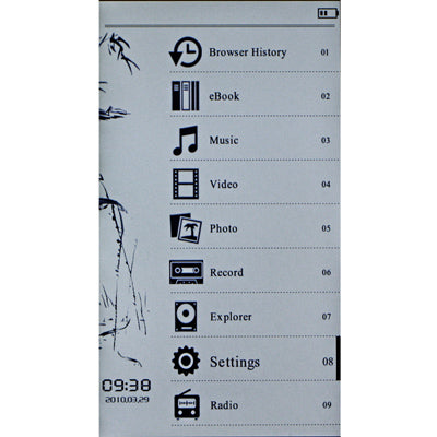 7.0 inch E-BOOK Reader, E-ink Style Screen, MP3 / FM Radio Function(White)