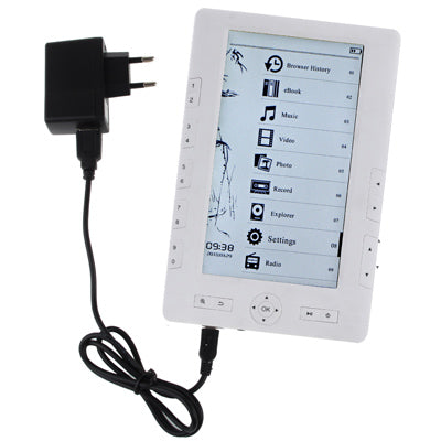 7.0 inch E-BOOK Reader, E-ink Style Screen, MP3 / FM Radio Function(White)