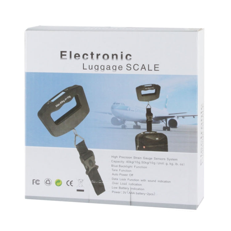 50kgx10g LCD Electronic Travel Luggage Hook Weight Scale(Black)