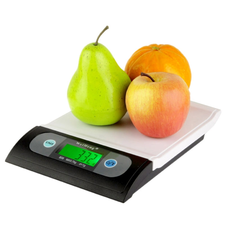 7kg x 1g Wave Shape Digital LCD Electronic Weighing Scale Multipurpose Kitchen / Laboratory Scale (B08L)(White)