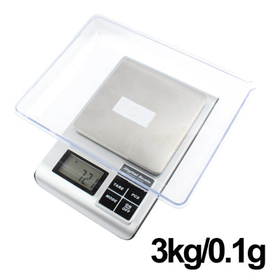 3000g x 0.1g LCD Digital Electric Pocket Jewelry Scale Weighing Balance(Silver)