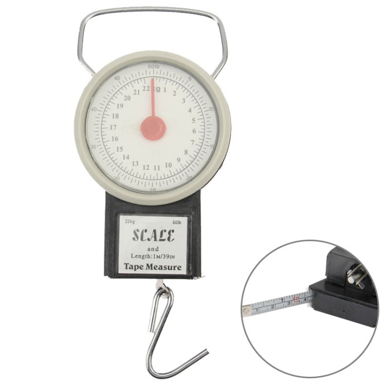 2-in-1 Portable Scale and Tape Measure (22kg, 1m)(Black)