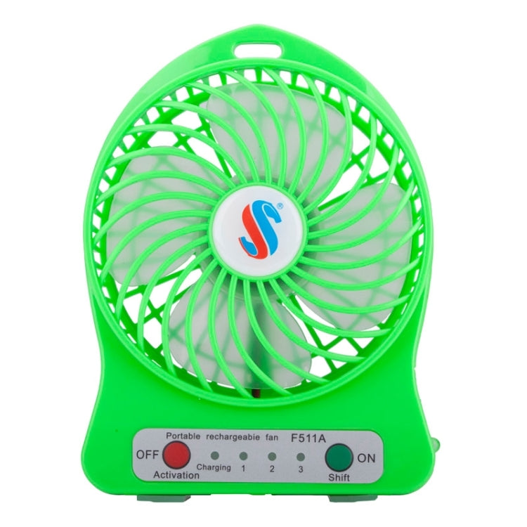4.3 Inch Portable USB / Li-ion Battery Powered Mini Fan with Third Wind Gear Adjustment, Size: 14.8x12.4x4.5cm(Green)