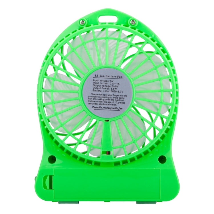 4.3 Inch Portable USB / Li-ion Battery Powered Mini Fan with Third Wind Gear Adjustment, Size: 14.8x12.4x4.5cm(Green)