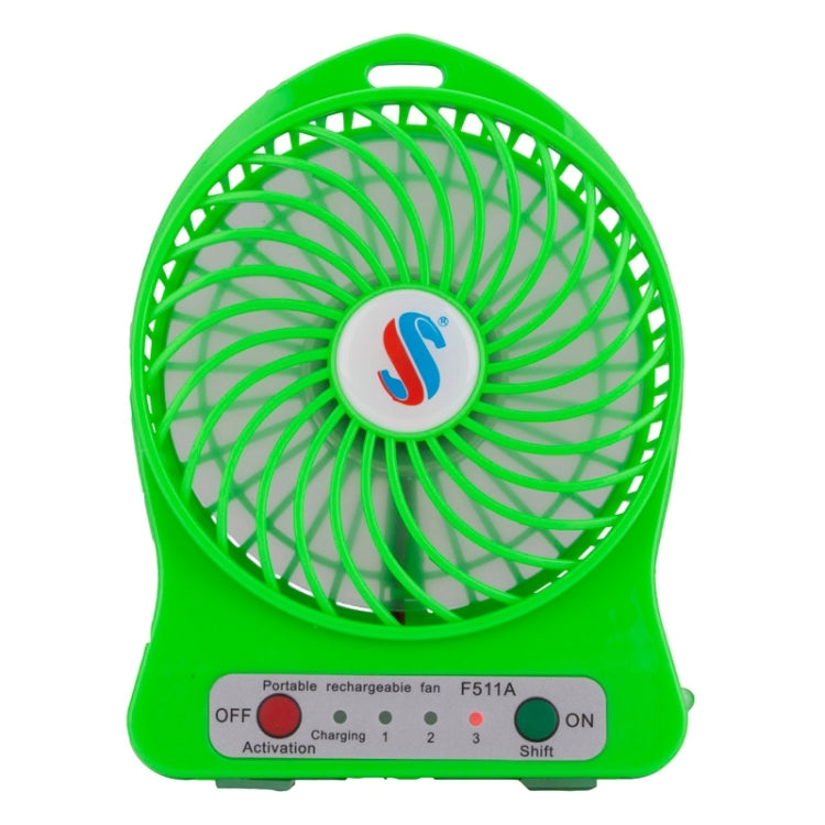 4.3 Inch Portable USB / Li-ion Battery Powered Mini Fan with Third Wind Gear Adjustment, Size: 14.8x12.4x4.5cm(Green)